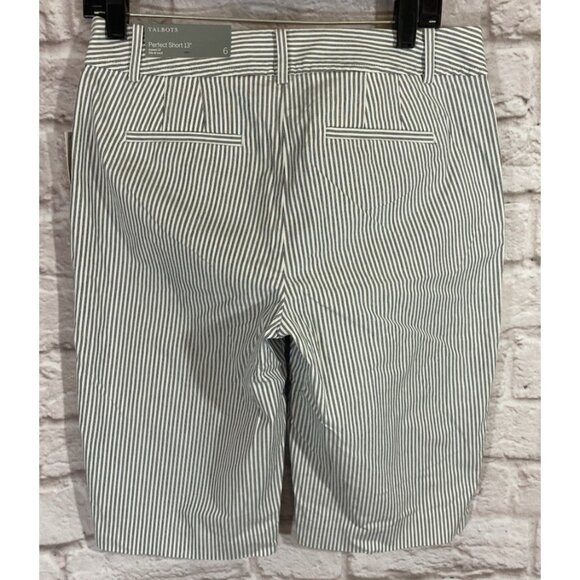 NEW Talbots Perfect Short Gray White Stripe 13" inseam Womens Size 6 - Picture 2 of 11